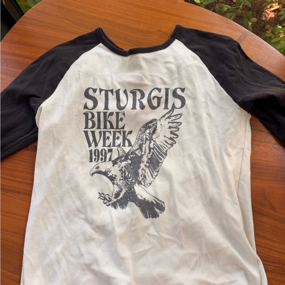John Galt Sturgis Bike Week 1997 Raglan Tee - Black & White